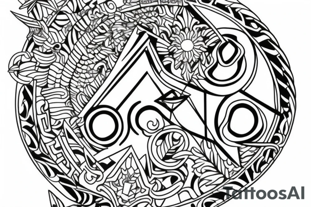 Greek sculpture with geometric 
 elements tattoo idea