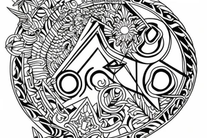 Greek sculpture with geometric 
 elements tattoo idea