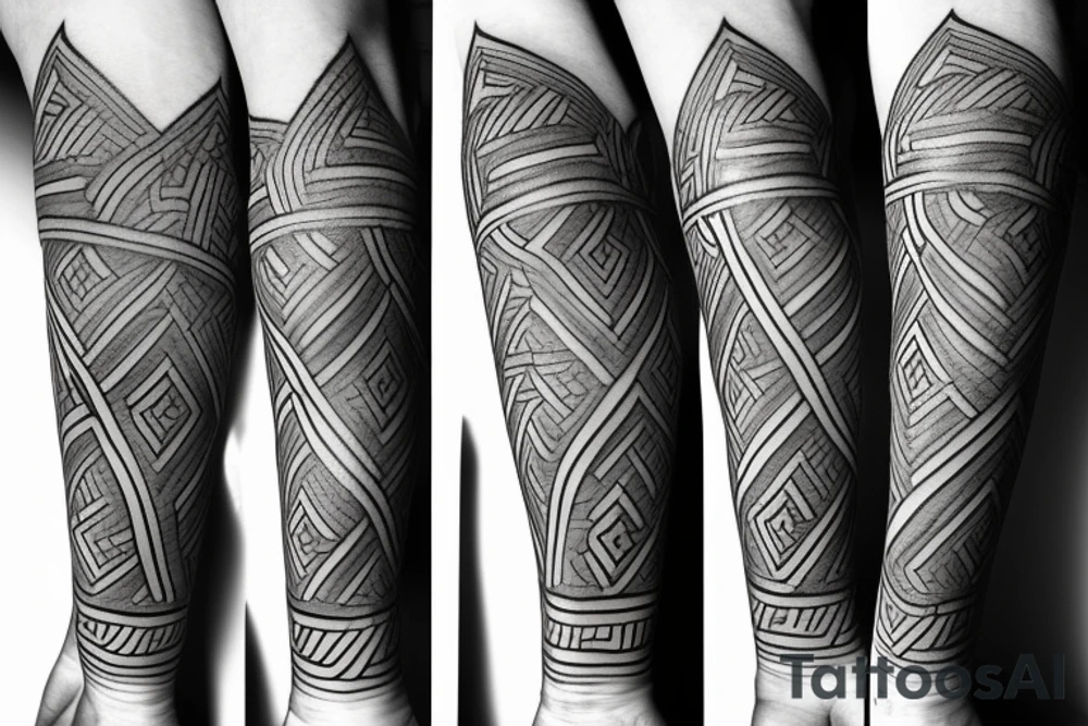 Greek sculpture with geometric 
 elements tattoo idea