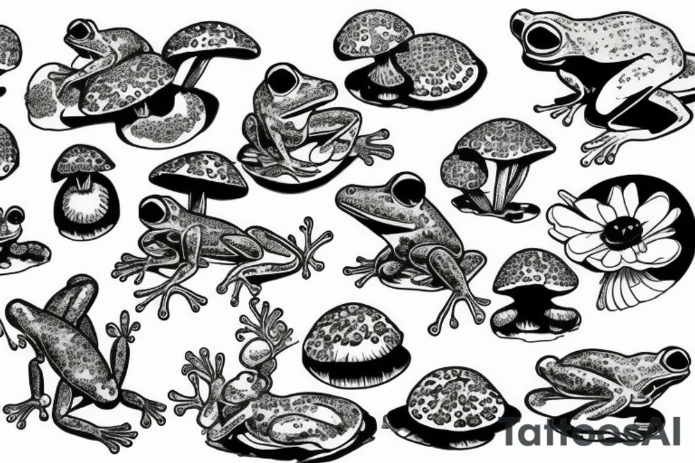 Frog on mushroom tattoo idea