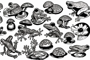 Frog on mushroom tattoo idea