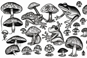 Frog on mushroom tattoo idea