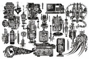 bionic machine architecture electronic design full body tattoo idea