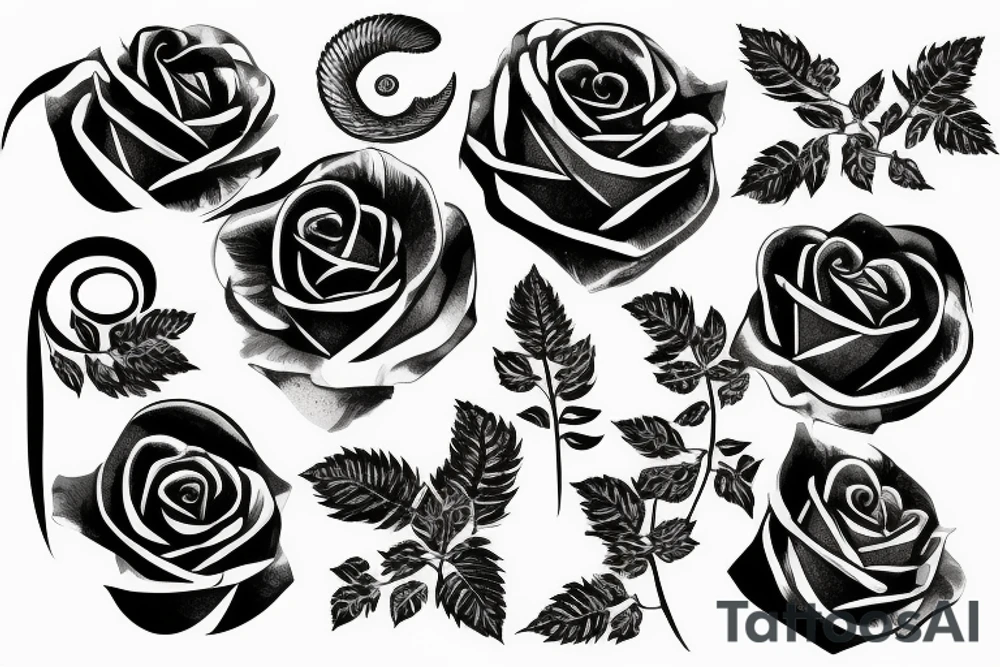 Silver fern wrapped around a rose tattoo idea