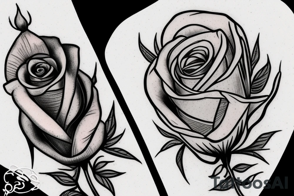 Rose wrapped around a silver fern tattoo idea