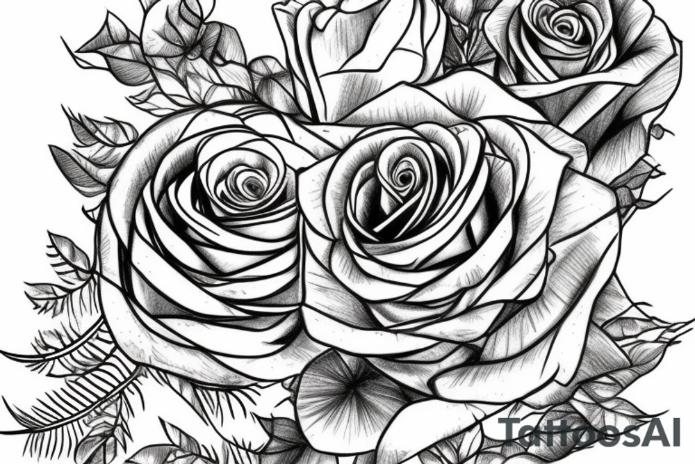 Rose wrapped in a silver fern tattoo idea
