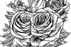 Rose wrapped in a silver fern tattoo idea