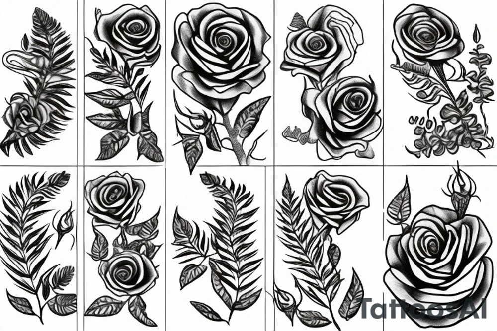 Rose wrapped in a silver fern tattoo idea