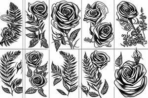 Rose wrapped in a silver fern tattoo idea