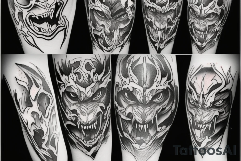 demons vs wolf tattoo idea