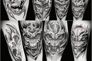 demons vs wolf tattoo idea