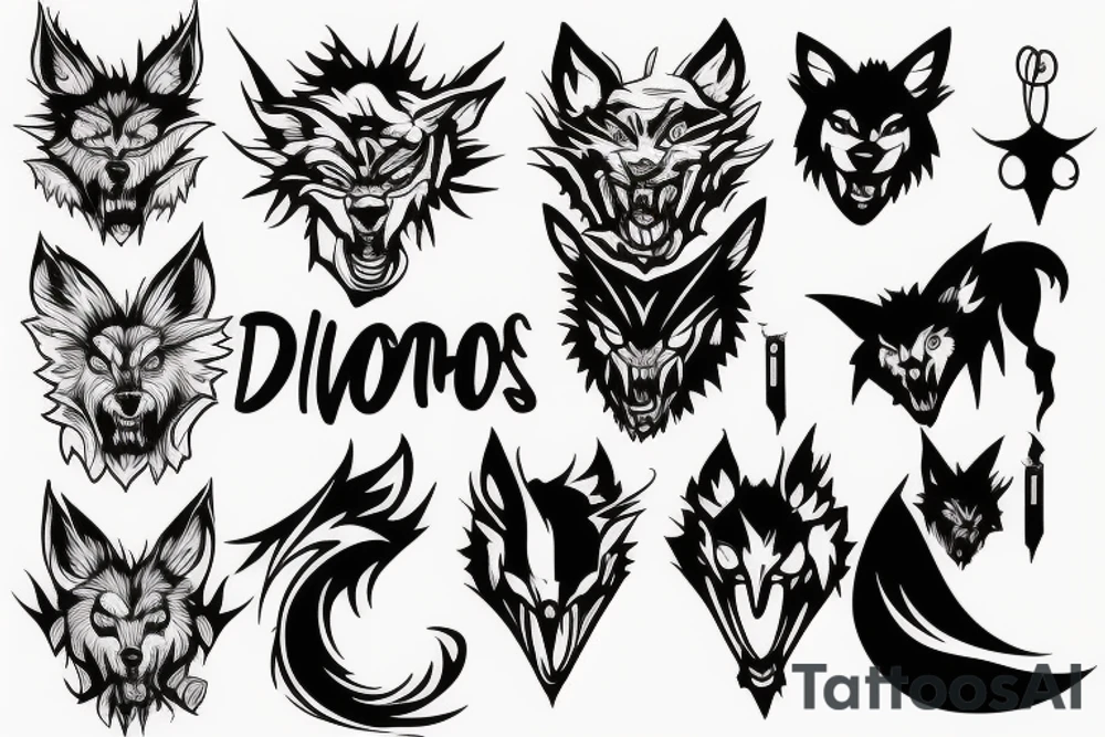 demons vs wolf tattoo idea