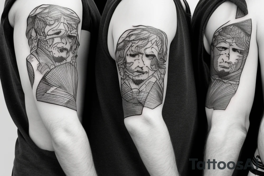 Three brothers standing together just using the outlining tattoo idea