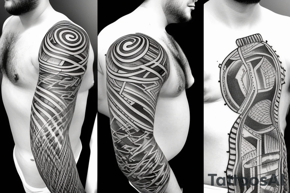 Three brothers standing, arms over each other tattoo idea