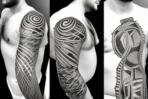 Three brothers standing, arms over each other tattoo idea