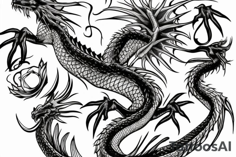 Dragon wrapped around a woman tattoo idea
