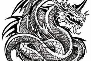 Dragon wrapped around a woman tattoo idea