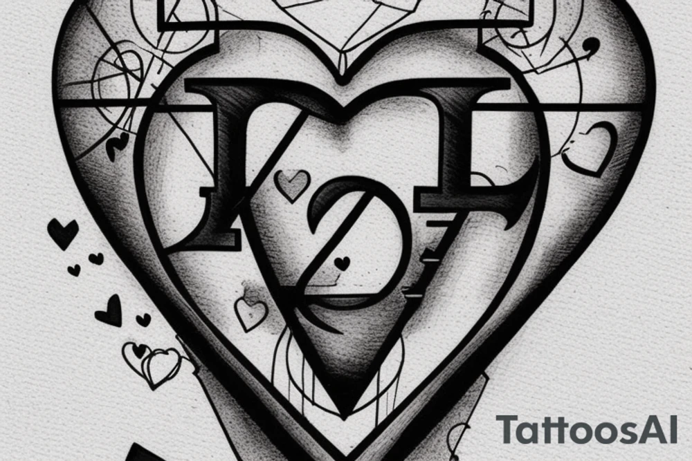 Main motive is beam scales unballanced. On the lower pan man's symbol, basket ball and letters D N A. On the upper pan Yin symbol, broken heart and hourglass tattoo idea