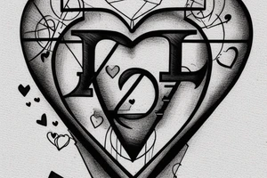 Main motive is beam scales unballanced. On the lower pan man's symbol, basket ball and letters D N A. On the upper pan Yin symbol, broken heart and hourglass tattoo idea