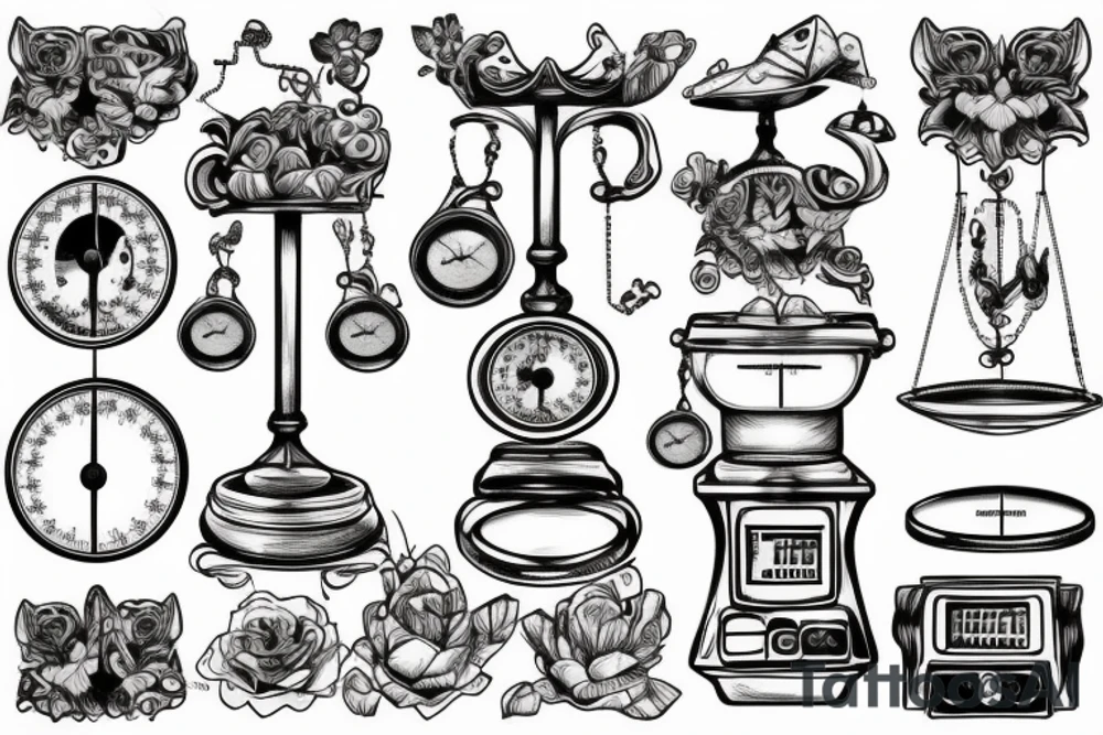 weighing scales unballanced. tattoo idea