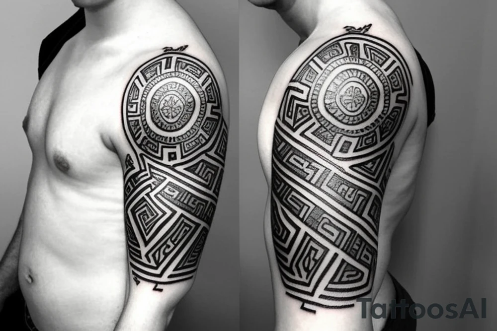 Greek themed sleeve tattoo tattoo idea
