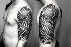 Greek themed sleeve tattoo tattoo idea
