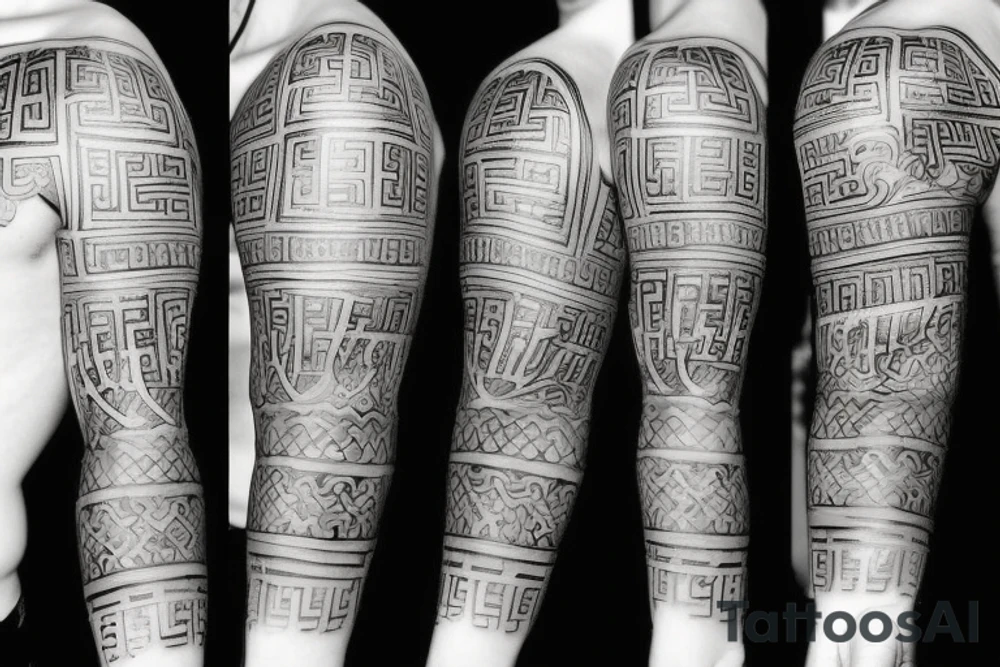 Greek themed sleeve tattoo tattoo idea