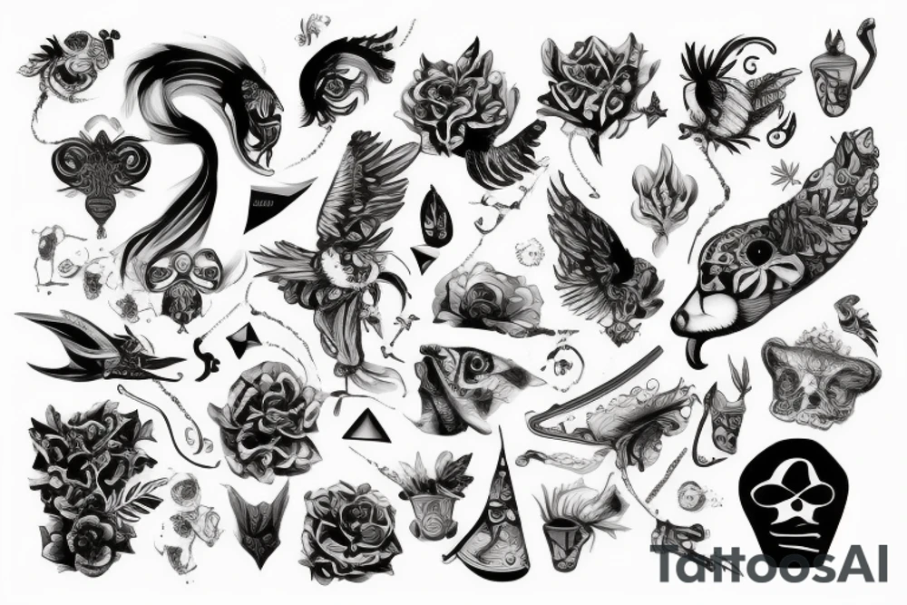 Черный кот в смешной шляпе и свиторе tattoo idea