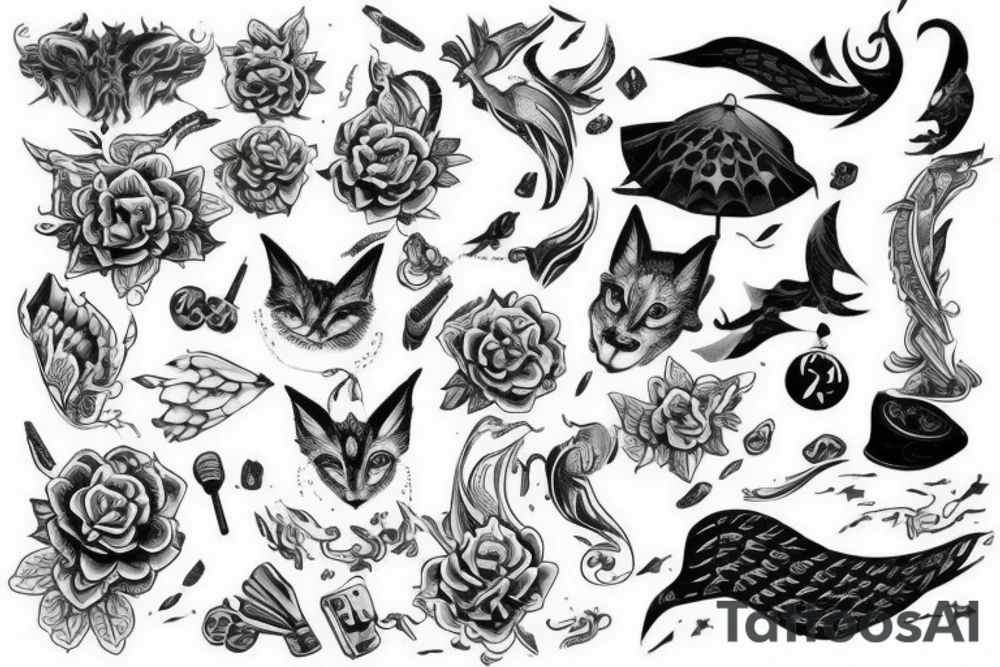 Черный кот в смешной шляпе и свиторе tattoo idea