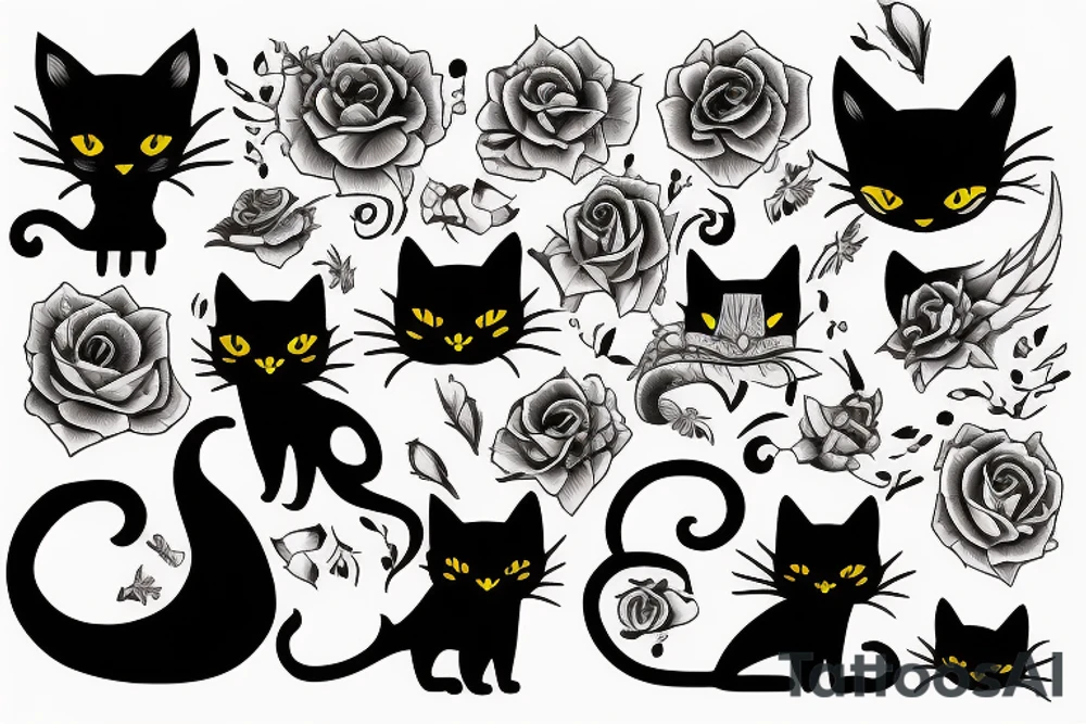 Black cat tattoo idea
