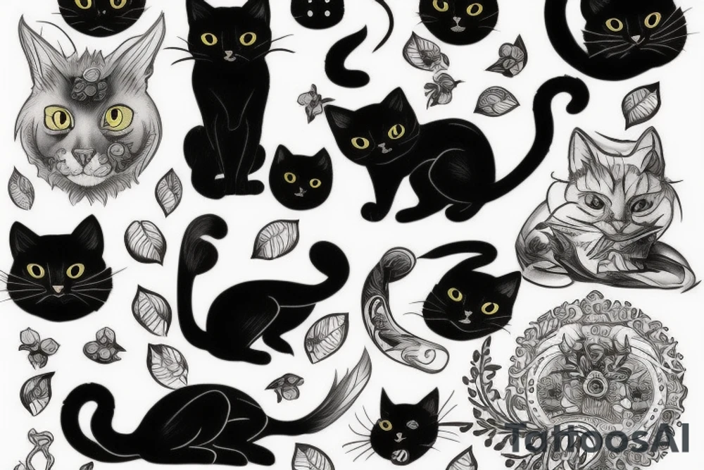 Black cat tattoo idea