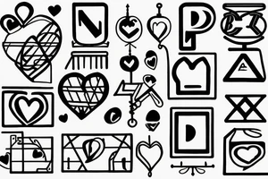 Weighing scales unballanced.
On left weighing pan basket ball and letter D, N, A.
On right weighing pan Yin symbol and broken heart tattoo idea
