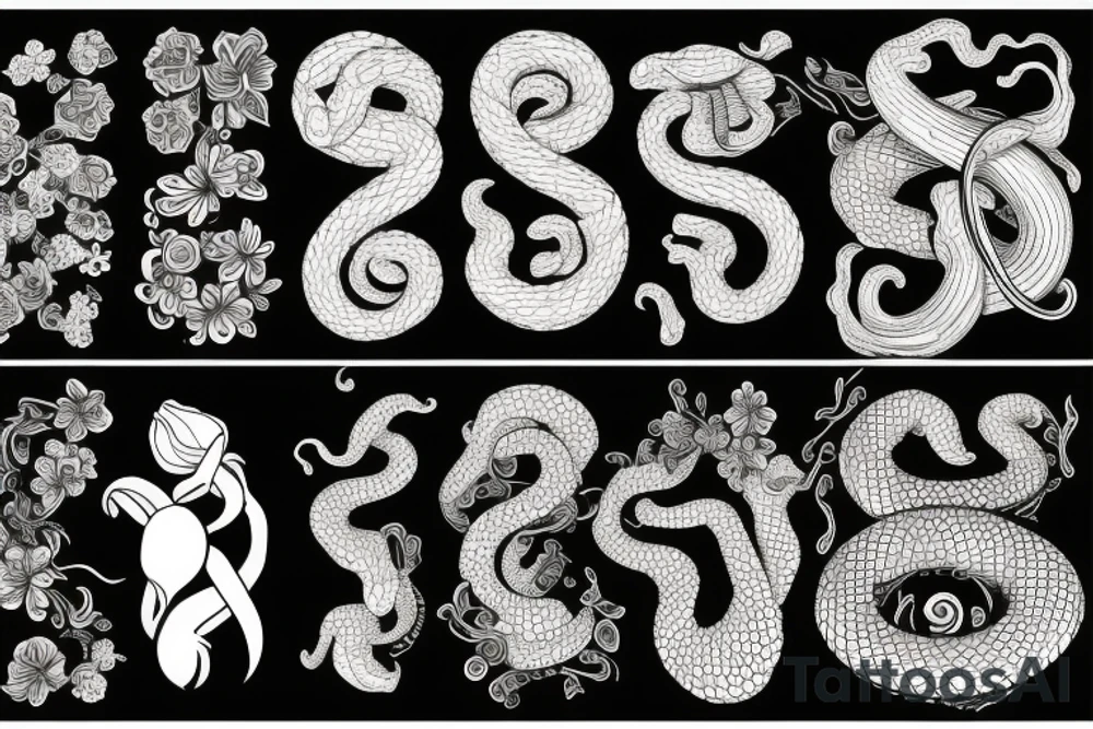 snake in flowers tattoo idea