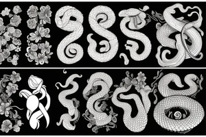snake in flowers tattoo idea