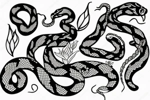 snake in flowers tattoo idea