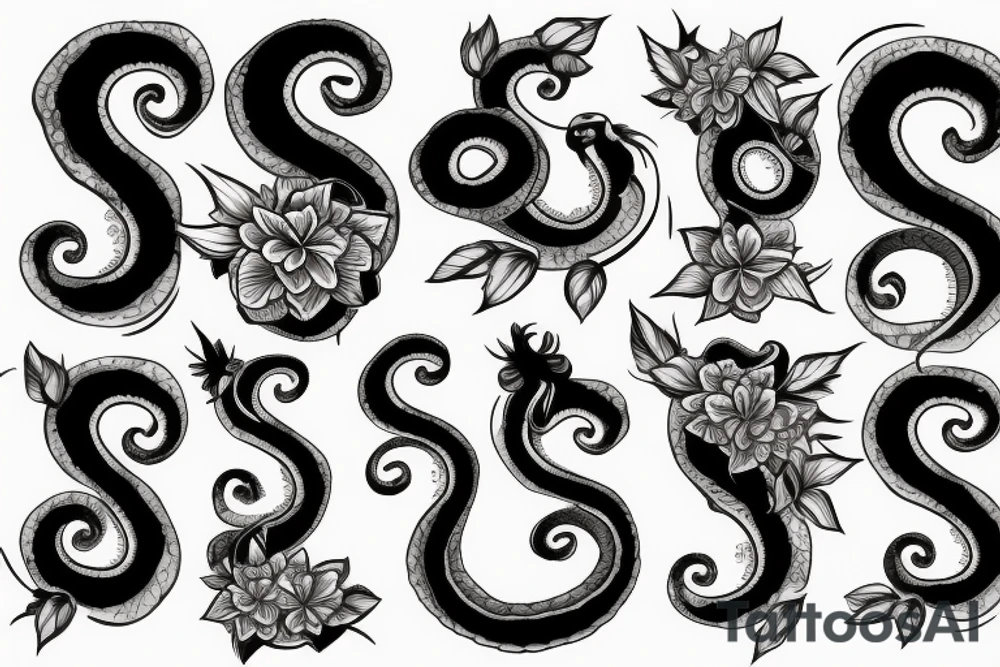 snake in flowers tattoo idea