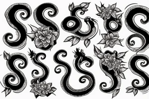 snake in flowers tattoo idea