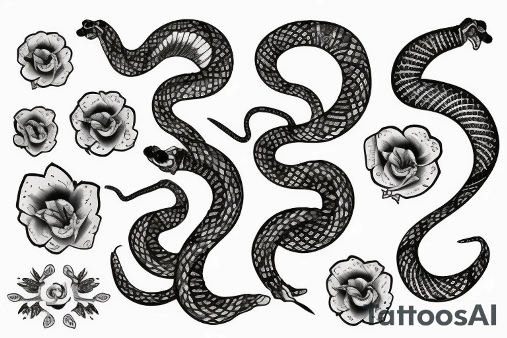snake in flowers tattoo idea