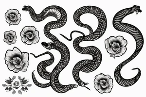 snake in flowers tattoo idea