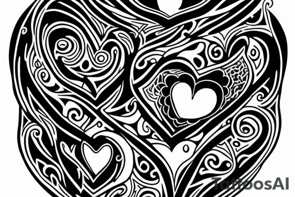 hourglass, Yin symbol and broken heart tattoo idea