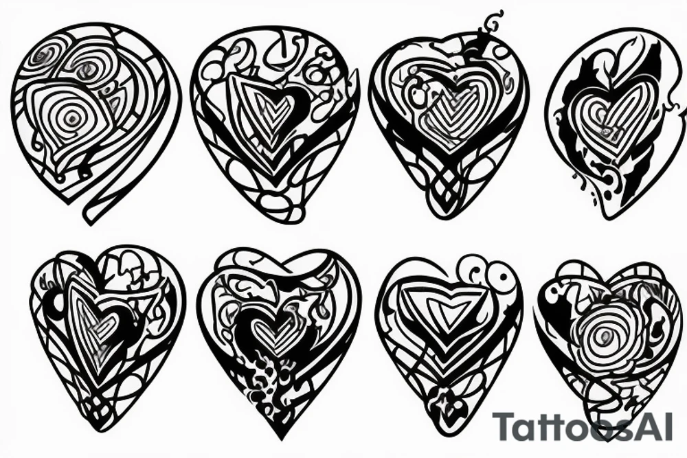 hourglass, Yin symbol and broken heart tattoo idea