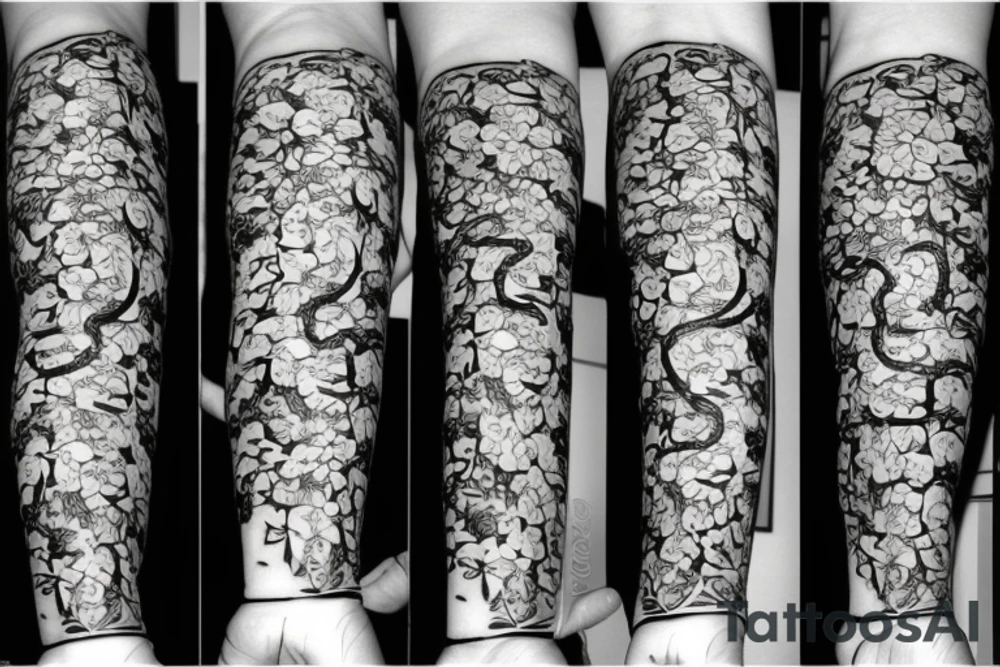 Snake in flowers tattoo idea