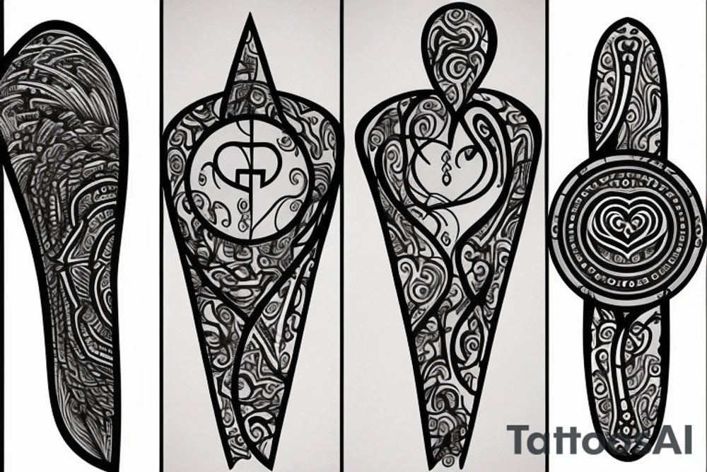 hourglass, Yin symbol, broken heart tattoo idea