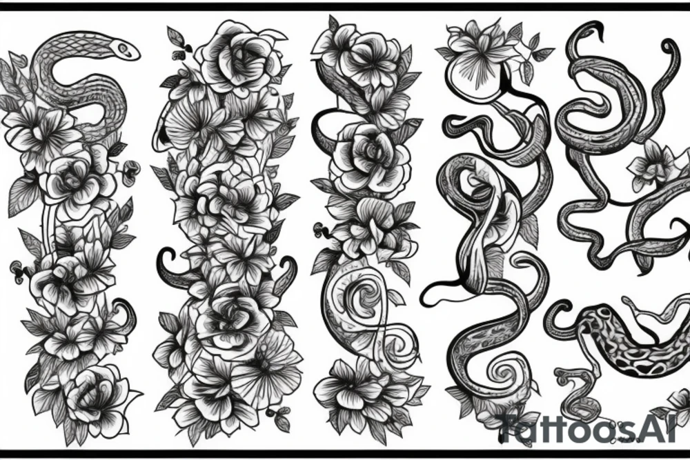 Snake in flowers tattoo idea