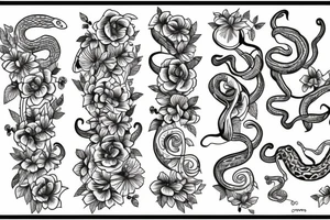 Snake in flowers tattoo idea