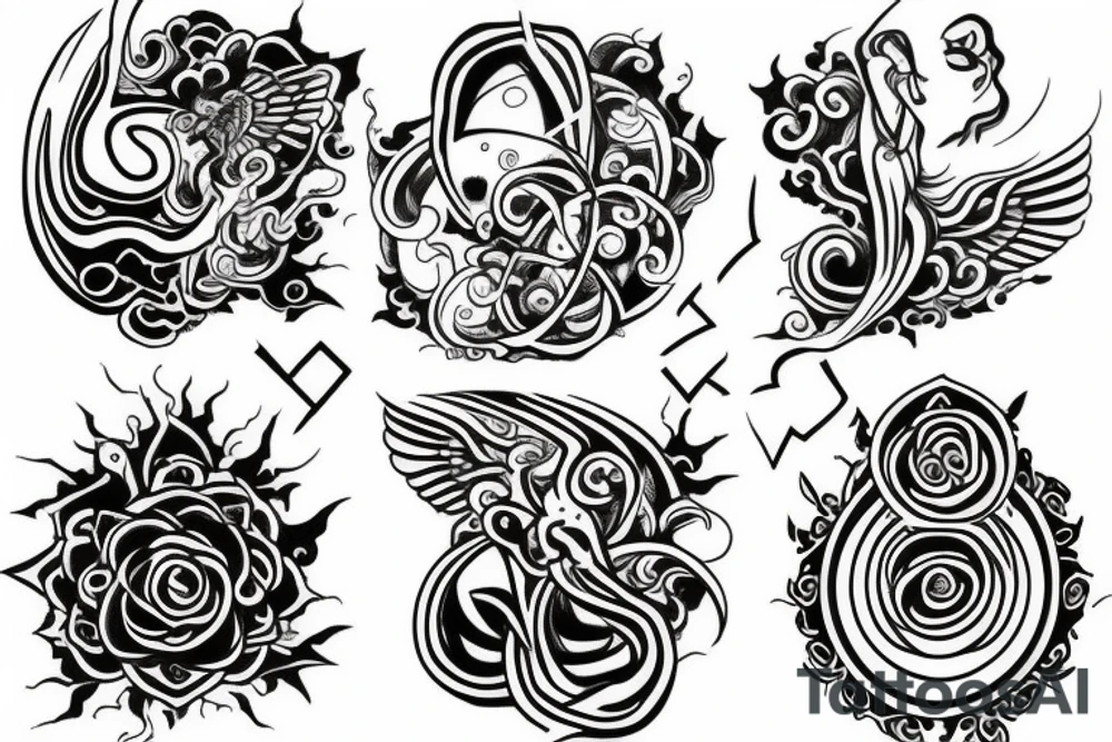 hourglass, Yin symbol, broken heart tattoo idea