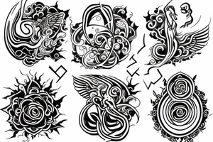 hourglass, Yin symbol, broken heart tattoo idea