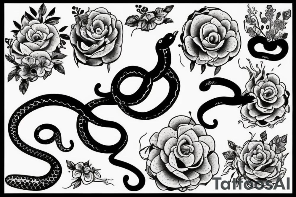 Snake in flowers tattoo idea