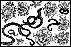 Snake in flowers tattoo idea