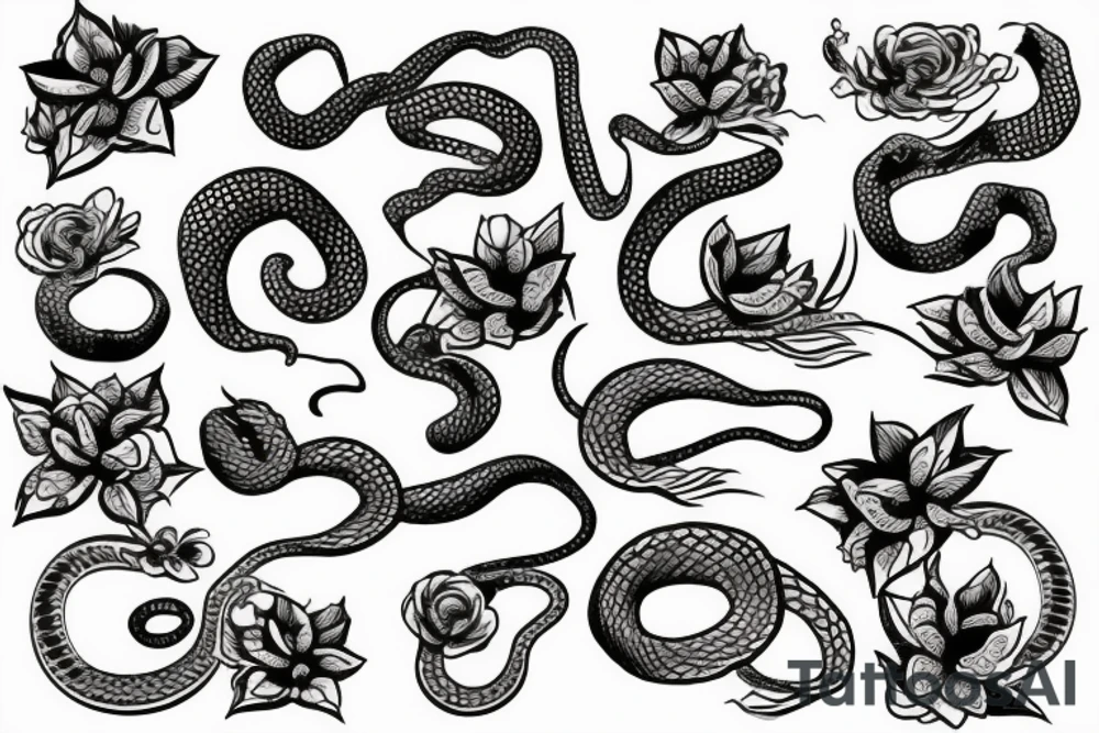 Snake in flowers tattoo idea